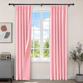 Etherealveil Hot Pink Pinch Pleated Blackout Curtains 2 Panels 40"x84" | Back by Etherealveil