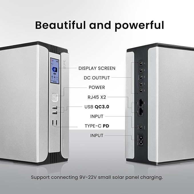 SKE Mini UPS 30000mAh Battery Backup & Surge Protector Uninterruptible Power Supply UPS for Router Modem PoE DC USB Type-C Ports Sirius