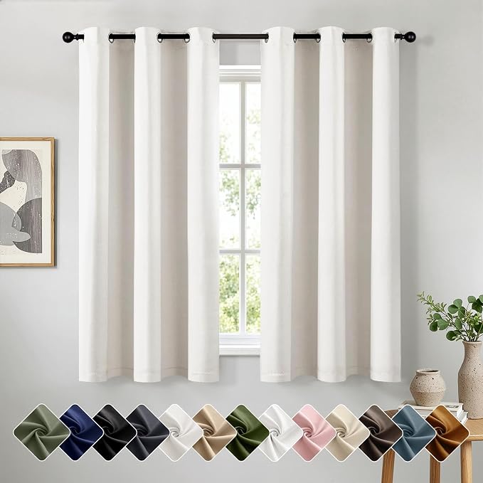 Ivory Blackout Curtains for Bedroom Living Room W40 x L63 Inch | 63 Inch Long by Woaboy