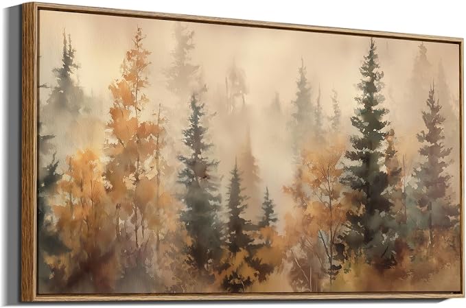 InSimSea Extra Large Framed Fall Wall Art, Forests Trees Landscape, 20x40in | - Image 5