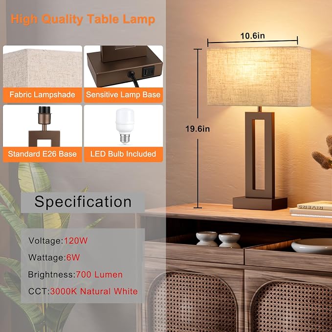 Seealle Bedroom Lamps for Night Stands - Image 5