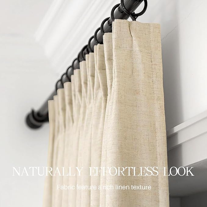 AUSSPVOCT Pinch Pleated 90 Inch Linen Curtains 100% Blackout - Image 5