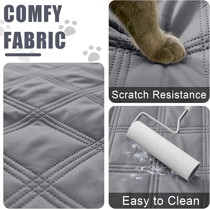 Smiry Waterproof Dog Bed Cover Blanket 52x82, Soft Reversible Pet Blanket, Washable Leakproof Cats Dogs Couch Cover for Sofa, Couch, Furniture, Lattice, Grey/Dark Grey