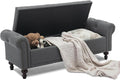 SOFTHION 58.1" Storage Bench for Bedroom, Linen Upholstered by SofthionDesign