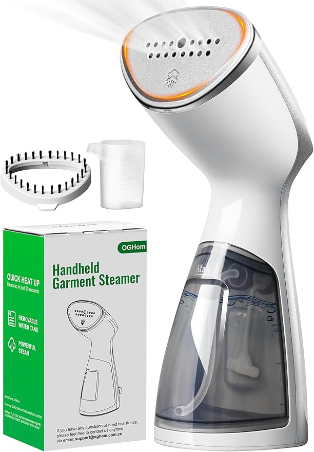 OGHom Steamer for Clothes, Portable Handheld Garment Wrinkle Remover, 1000W Fabric Steamer, Strong Penetrating Steam, for Home, Office (ONLY FOR 120V) -White