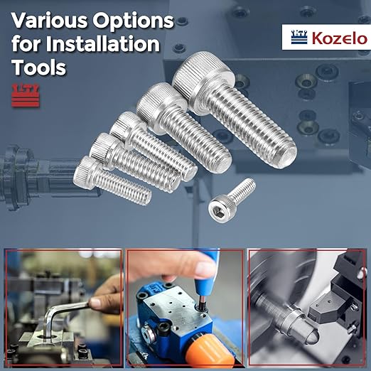 Kozelo 25pcs Socket Head Cap Screws - [M5-0.8 x 65mm] 304 Stainless Steel Allen Socket Drive for Electrical Motor 3D Printing Fan Engine Replacement Use, Silver