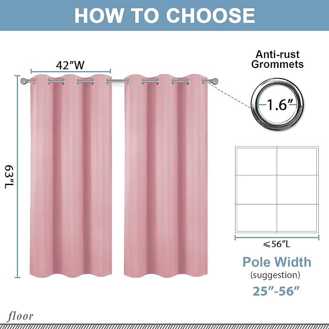 Diraysid Pink Grommet Blackout Curtains - Image 6