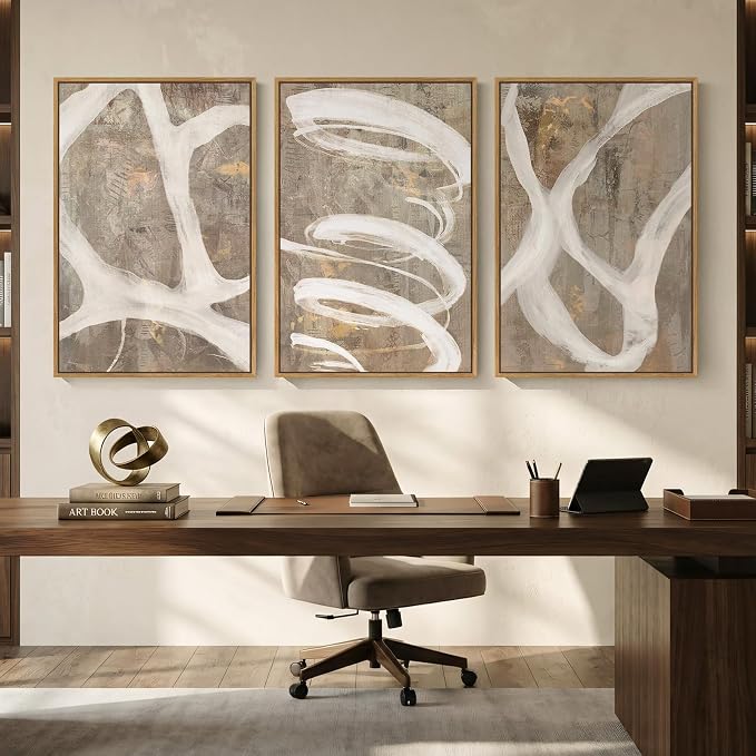 Large Framed Neutral Abstract Wall Art - Image 5