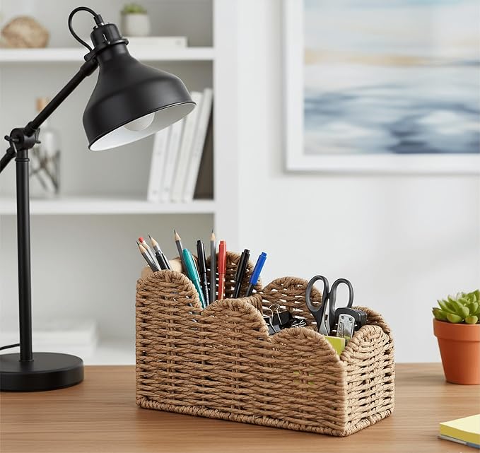 CubesLand Bedside Table Desk Organizer Caddy, Remote Pen&Pencil Holder Cup | - Image 4