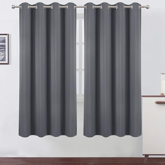 Grey Thermal Blackout Curtains/52 x 72 Inch/Set of 2 Panels Room Darkening by Lemomo