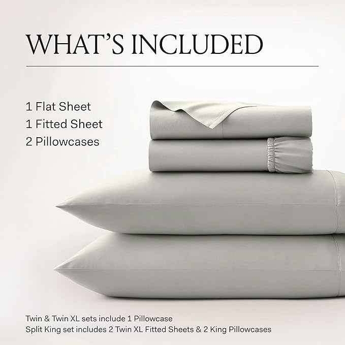 BOLL & BRANCH Signature Hemmed Sheet Set - Split King, Juniper - Luxury 100% Organic Cotton - Includes 1 Flat, 2 Fitted, 2 Pillowcases - Buttery Soft