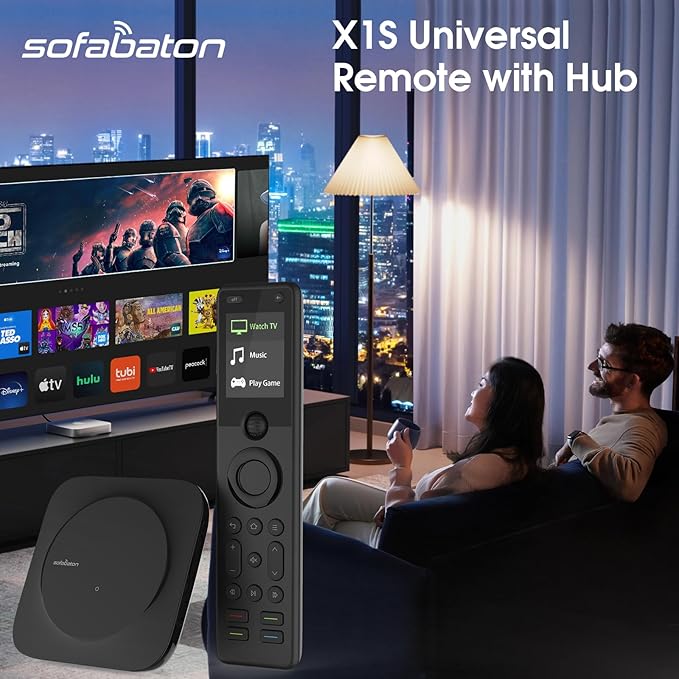 SofaBaton X1S Universal Remote with Hub, Universal Remote Control with One Touch Activities, Customize SofaBaton APP, Compatible with 60 Devices, Compatible with Alexa Google Assistant, Raise to Wake