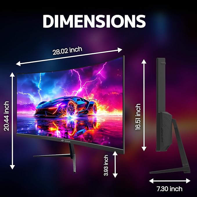 CRUA 32" Curved Gaming Monitor, 2K QHD 2560x1440P, 144Hz/165Hz Computer Monitors, 120% sRGB, FreeSync, Low Blue Light, 1800R VA Screen, HDMI 1.4/DP 1.2, Wall Mountable - Black