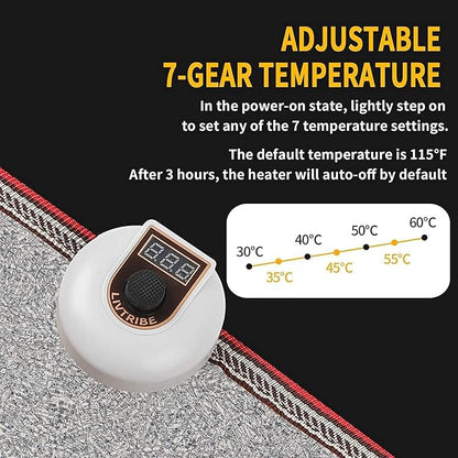 AC 110V Heated Floor Mat for Foot, Gray Carbon Crystal Heating Pad, Electric Heated Foot Warmers for Office, Home