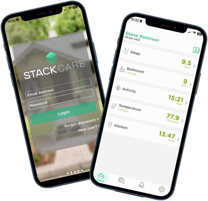 StackCare by Connected Caregiver Medical Alert System, Fall Detection for Seniors, WiFi in Home Passive Monitoring Safety with no Cameras, Emergency Call Button, Virtual Caregiver, Call to Activate