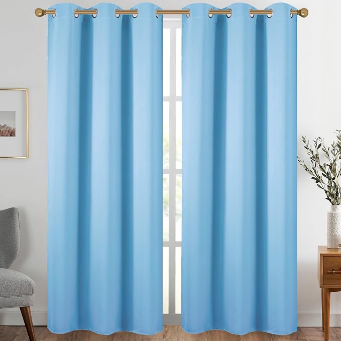 Diraysid Sky Blue Grommet Blackout Curtains by Diraysid%2C+refresh+your+life