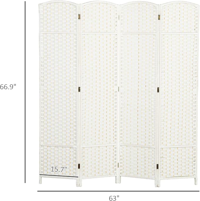HOMCOM Room Divider 4 Panel Folding Privacy Screen 5.6' Tall Brown | - Image 7
