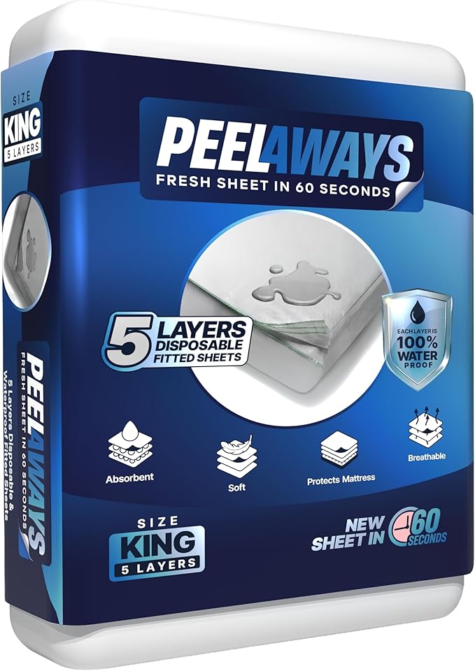 Peelaways Waterproof Disposable Bed Sheets – As Seen On Shark Tank | 5-Layer Absorbent Wellness Sheets for Elderly, Homecare, Hospital Use and Travel