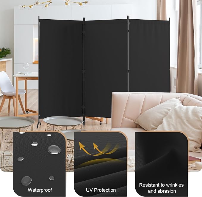 Room Divider 3 Panel Room Dividers and Folding Privacy Screens - Image 6