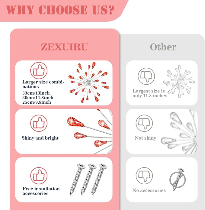 ZEXUIRU 4 Set Silver Starburst Wall Art - Image 7