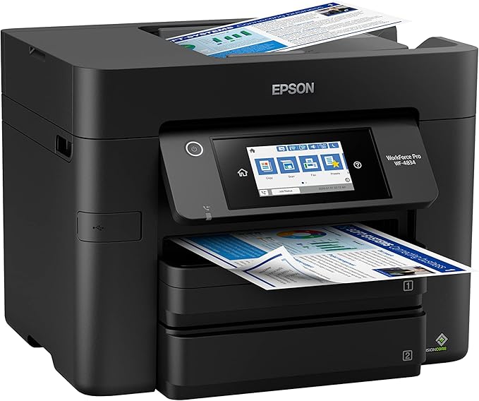 Epson Workforce Pro WF-4834 Wireless All-in-One Printer with Auto 2-Sided Print Copy, Scan and Fax, 50-Page ADF, 500-sheet Paper Capacity, 4.3' Color Touchscreen