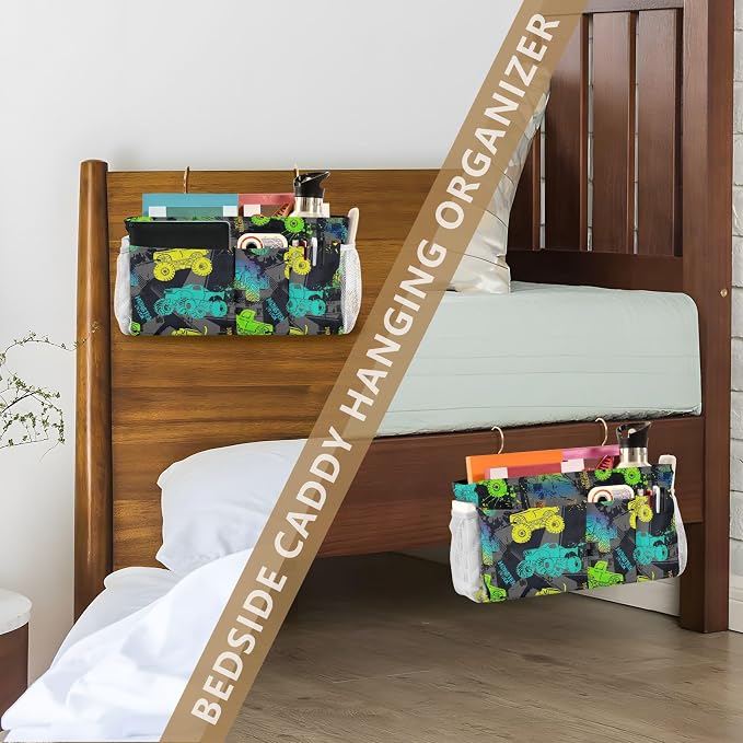 Monster Trucks tag8 Bedside Caddy Storage Bag Bedside Organizer - Image 7