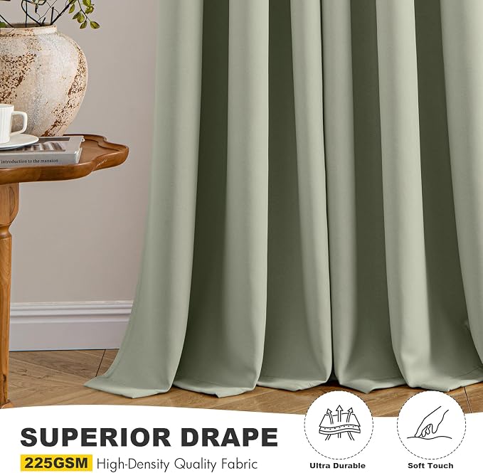 MIULEE Blackout Curtains for Bedroom 2 Panels 40 x 48 Inch Long Sage Green | - Image 5