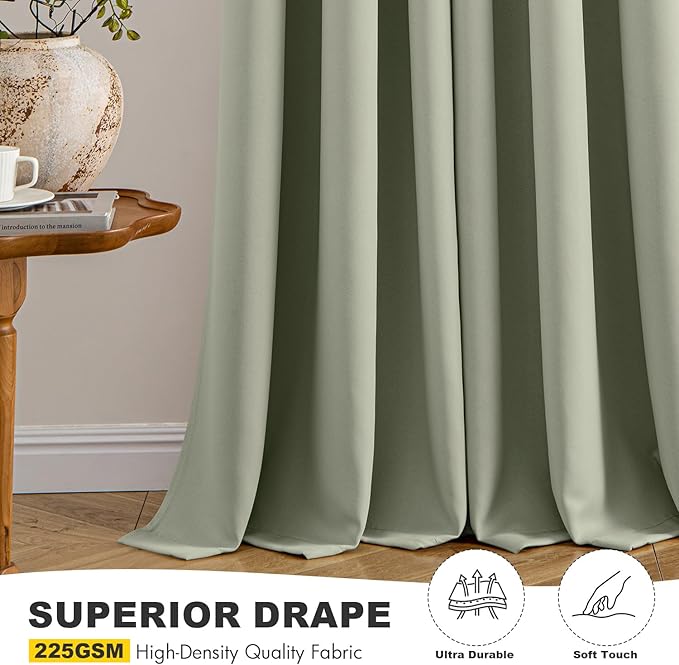 MIULEE Blackout Curtains for Bedroom 2 Panels 50 x 63 Inch Long Sage Green | - Image 5