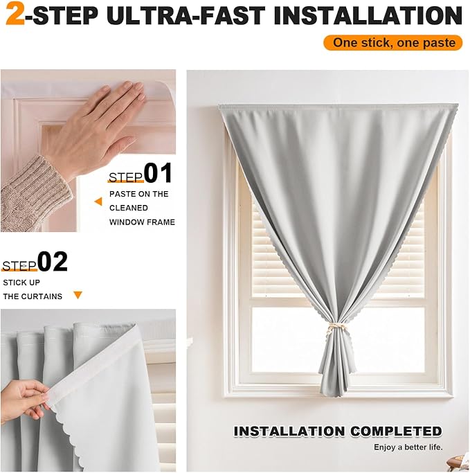 Self Adhesive Curtains, No Drilling Curtains, Easy Installation - Image 2
