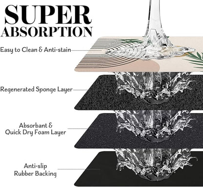 Super Absorbent Dog Food Mat - Non-Slip Bowl Mat for Food and Water, Eco-Friendly Boho Placemats for Pet Feeding