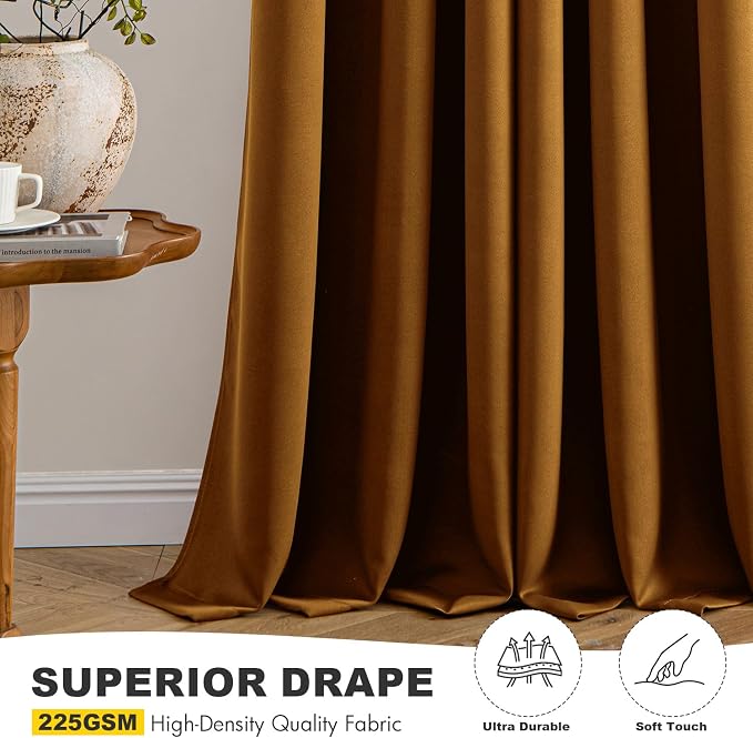 MIULEE Blackout Curtains for Bedroom 2 Panels 40 x 63 Inch Long Gold Brown | - Image 5