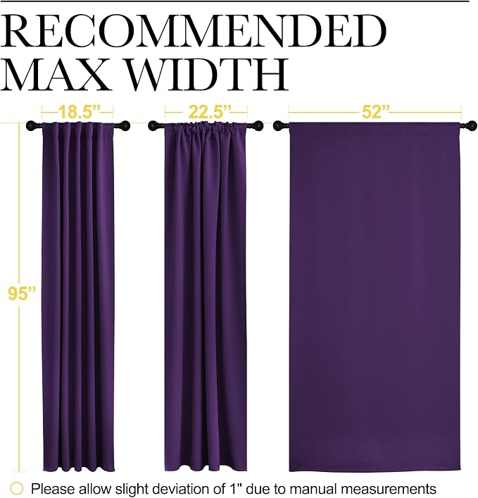 NICETOWN Bedroom Blackout Draperies and Window Treatment- 52 Width X 95 Length - Image 7