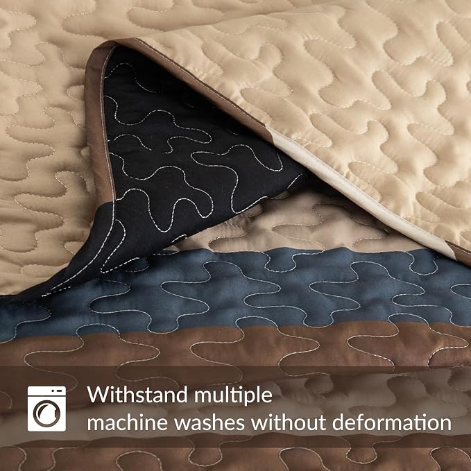Whale Flotilla Reversible Camel Print Quilt Twin Size - Image 8