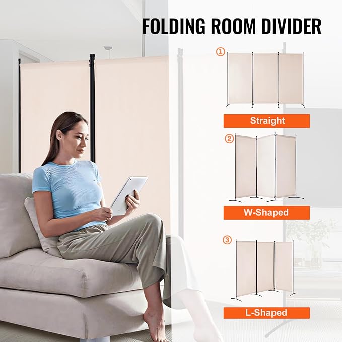 VEVOR Room Divider, 3 Panel Room Divider, Folding Privacy Screen and Portable - Image 5
