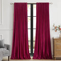 PRIMROSE Red Curtains 102 inch for Living Room Velvet Drapes Blackout Rod by PRIMROSE