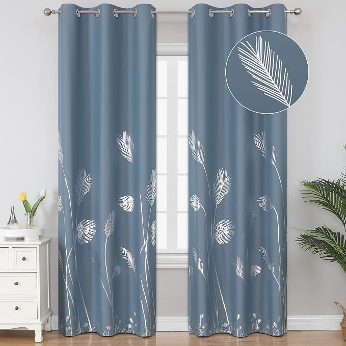 Stone Blue Blackout Curtains for Living Room, Room Darkening Curtains by ESTELARTEXTILER