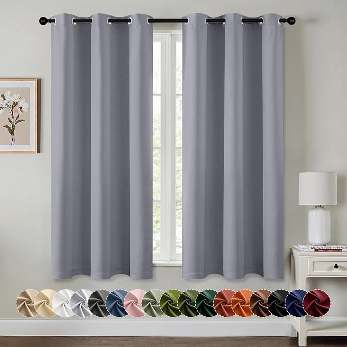 MIULEE Blackout Curtains for Bedroom 2 Panels 40 x 54 Inch Long Silver Grey | by MIULEE