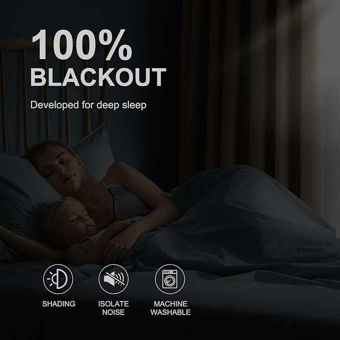 NICETOWN Bedroom Curtains 63 Inches Length, 100% Blackout Drapes Thermal - Image 4
