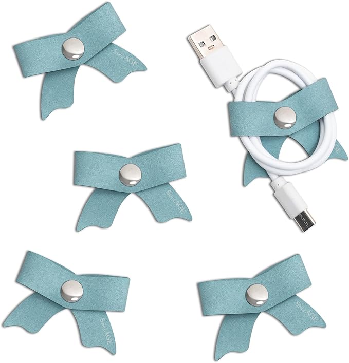 5 Pack Cord Organizer, Bow Cord Keeper, Cable Organizer USB holder, Leather by SenseAGE