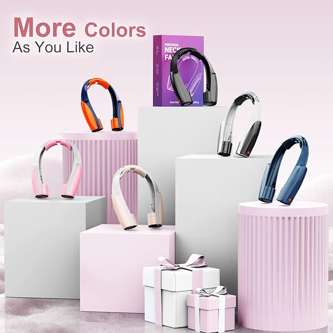 Slientspin AI Portable Neck Fan with 6 Powerful Speeds, 8000mAh Battery Operated USB-C Rechargeable Fan, Hands-Free 360° Cooling Personal Fan Neck for Women Mother Office Concerts Travel Beach(Pink)