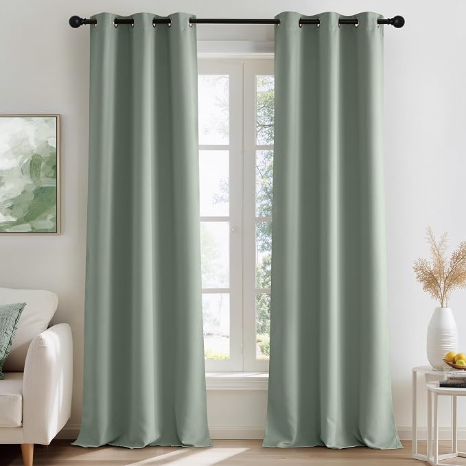 NICETOWN Sage Green Room Darkening Curtains 96 Inches Long 2 Panels by NICETOWN
