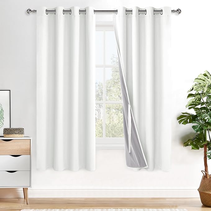 XWZO 100% Blackout Window Curtains 63 Inches Long- Thermal Insulated Black by XWZO