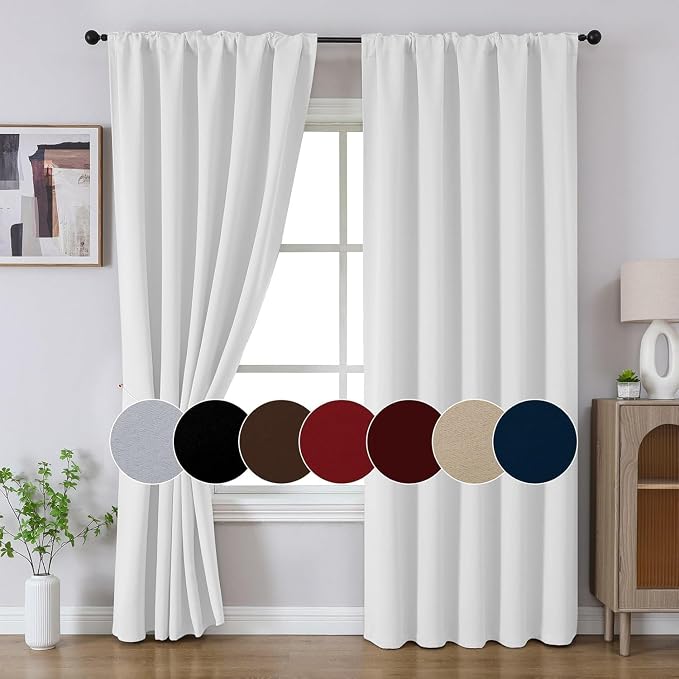 Joydeco 84 Inch 60% Blackout White Curtains 2 Panels, Elegant Semi Sheer - Image 9
