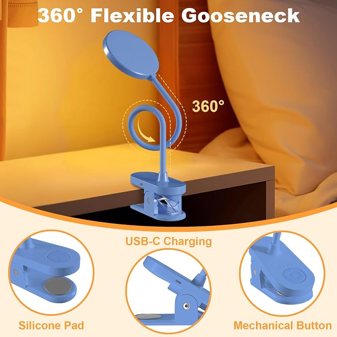 Rechargeable Desk Lamp with Clamp, 97 LED Eye-Care Table Light - Image 3