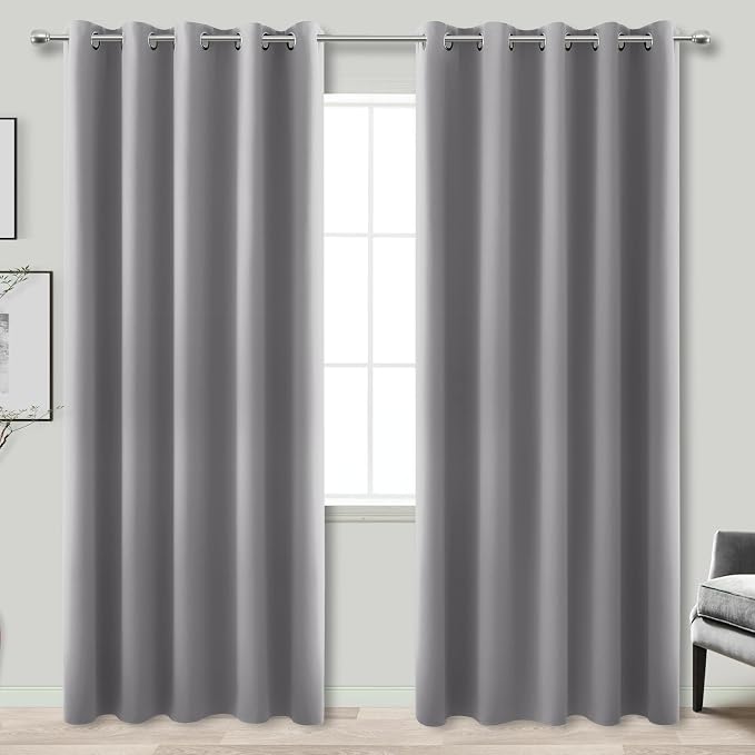 KOUFALL Extra Wide Thermal Soundproof Curtains, 72 x 84 Inch Long Black Out by KOUFALL