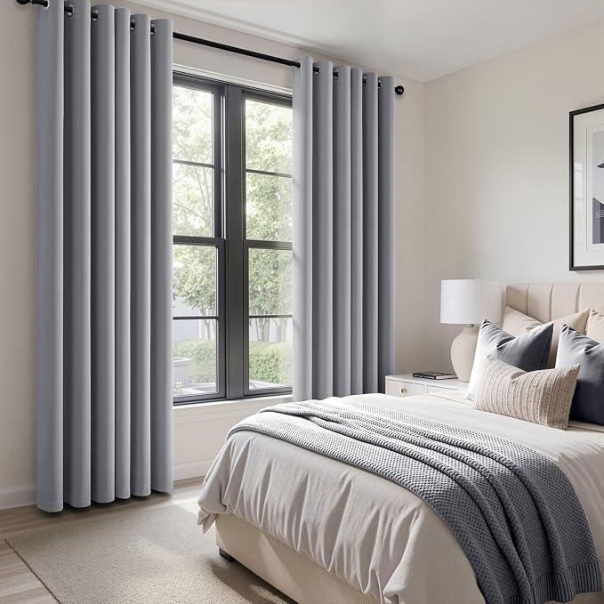 Light Grey Blackout Curtains for Bedroom Living Room W40 x L84 Inch | 84 Inch - Image 6