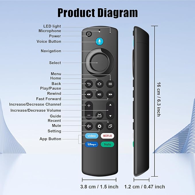 Remote Replacement with Voice Control Compatible with Fire-AMZ-TV Stick(2nd Gen/3rd Gen/HD/Lite/4K Max/4K/Cube), Smart-TV 3rd Gen, for Hisense/TCL/Onmi/Insignia/Pioneer N0t for ROKU/Samsung-TV