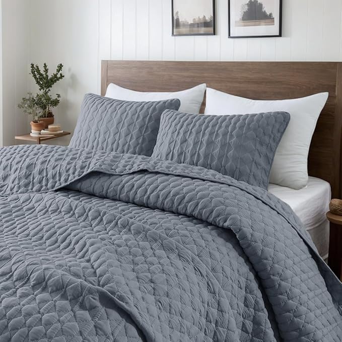 WDCOZY Blue Quilt King Size Bedding Sets by WDCOZY