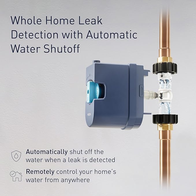 Moen Flo Smart Water Monitor and Automatic Shutoff Sensor, Wi-Fi Connected Water Leak Detector for 1-1/4-Inch Diameter Pipe, 900-002