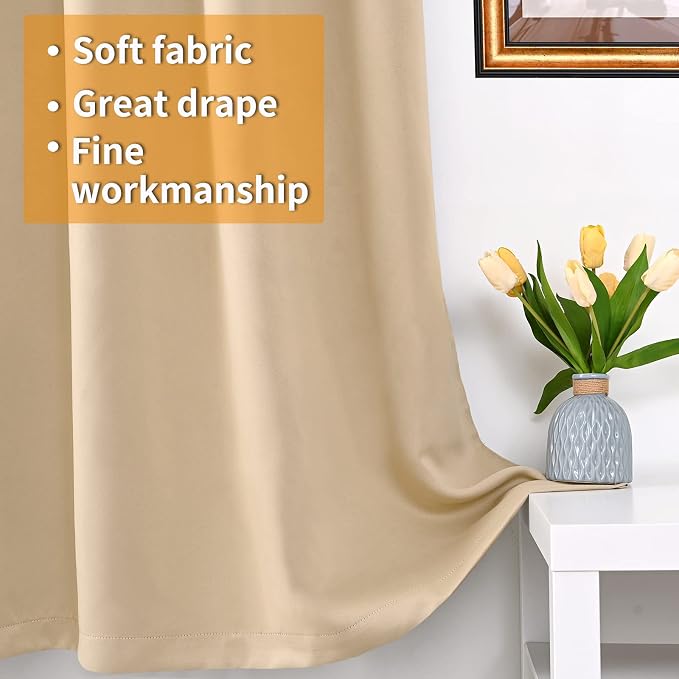 YoungsTex 100% Blackout Curtains 63 Inch Length 2 Panels, Room Darkening Drapes - Image 5